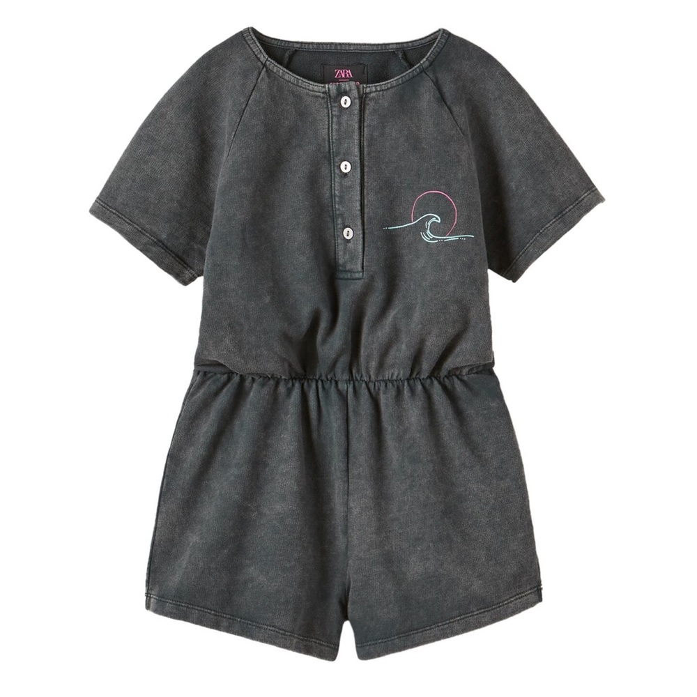 Zara Kids Girls Acid Wash Jumpsuit NWOT Size 10